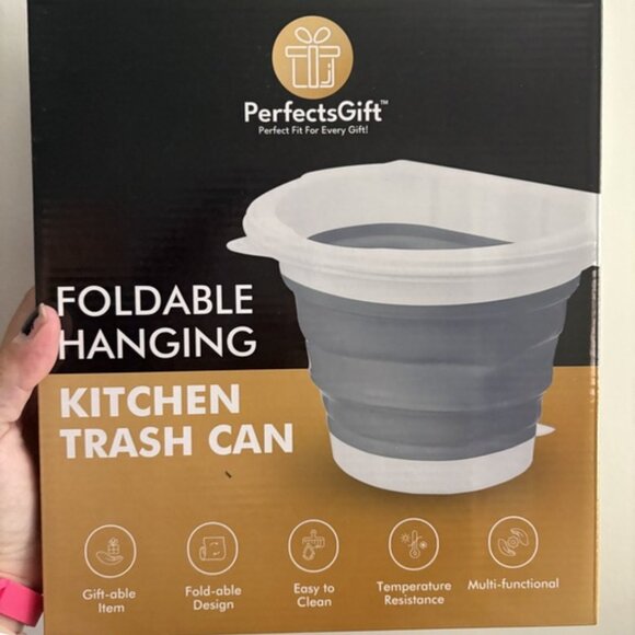 PerfectsGift Foldable Hanging Kitchen Trash Can – Collapsible & Space-Saving - Picture 1 of 1